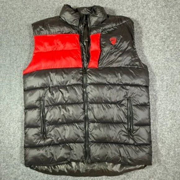 Ducati Mens Black Red Puffer Vest Motorcycle Packable Sz US XL Comfy Casual Lux‎ - Picture 2 of 11